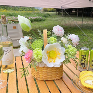 Rattan handheld picnic artificial flowers