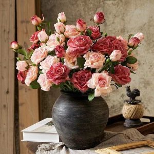 Vintage burnt-edge silk rose
