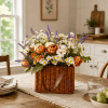 Handcrafted Silk Flower Basket – Warm Rustic Elegance